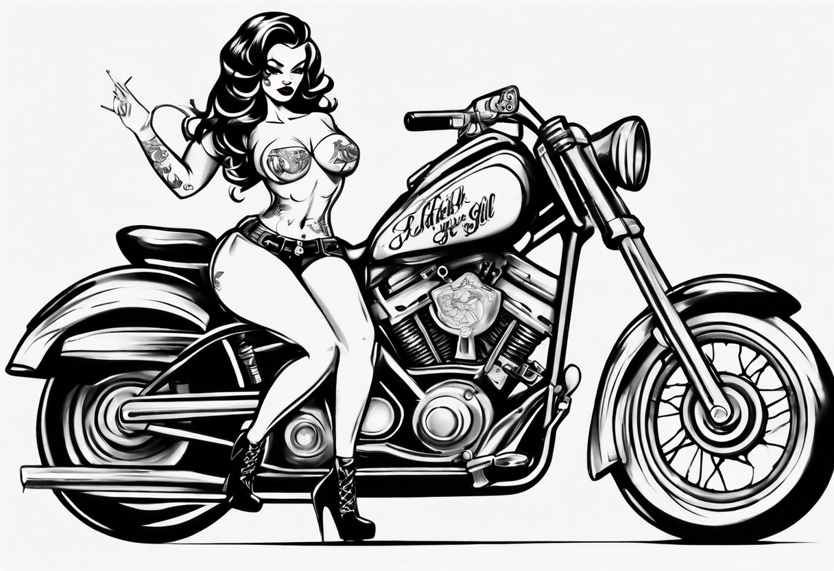 Pinup doll biker girl tattoo idea