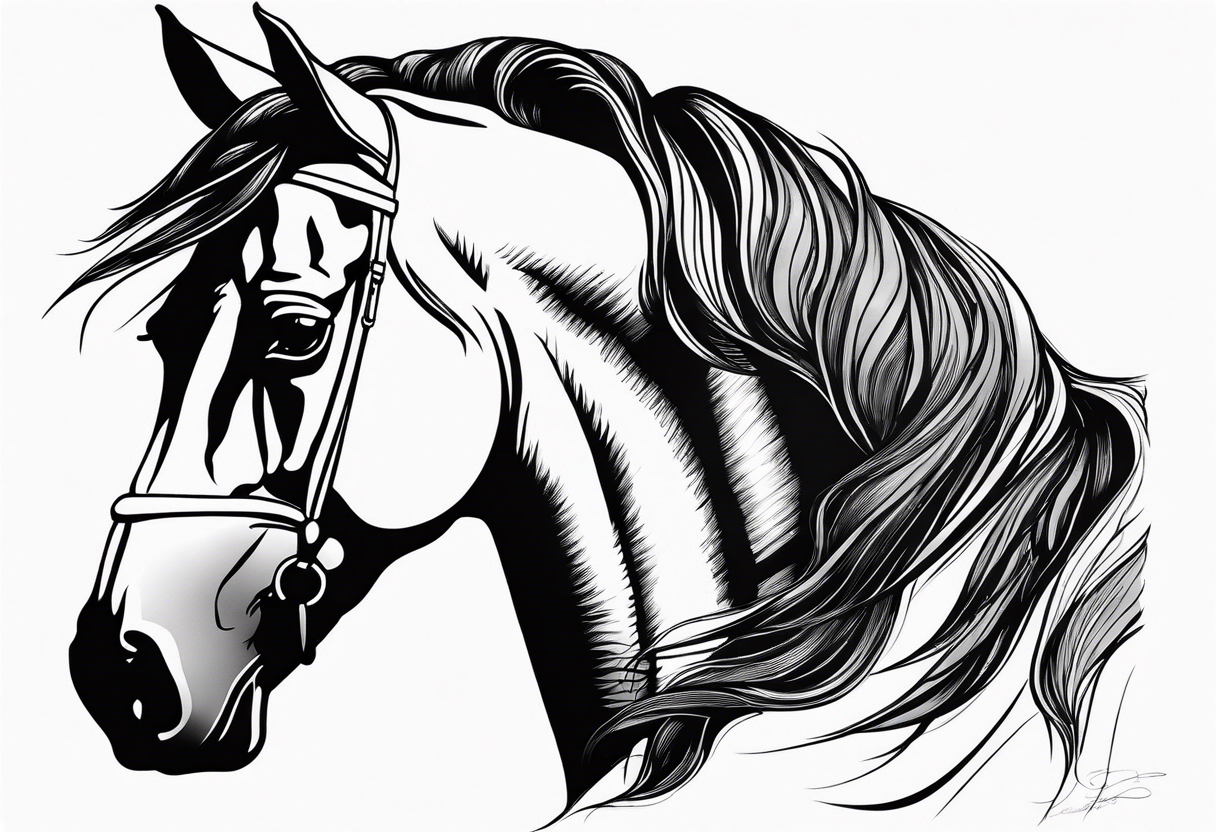 Horse portrait no shading tattoo idea