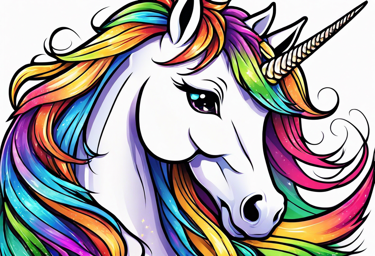 Rainbow unicorn anime kawaii cute tattoo idea