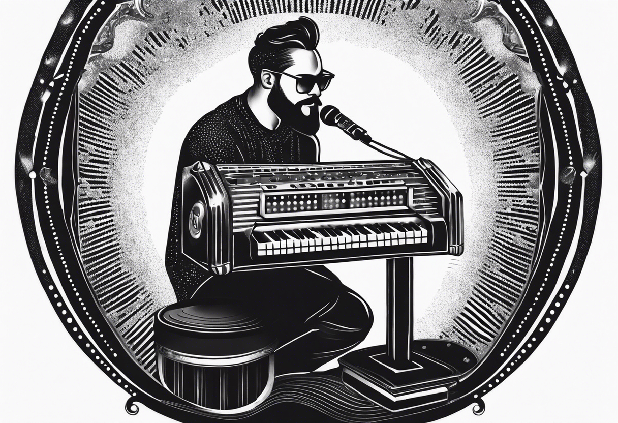 man playing music jukebox tattoo idea