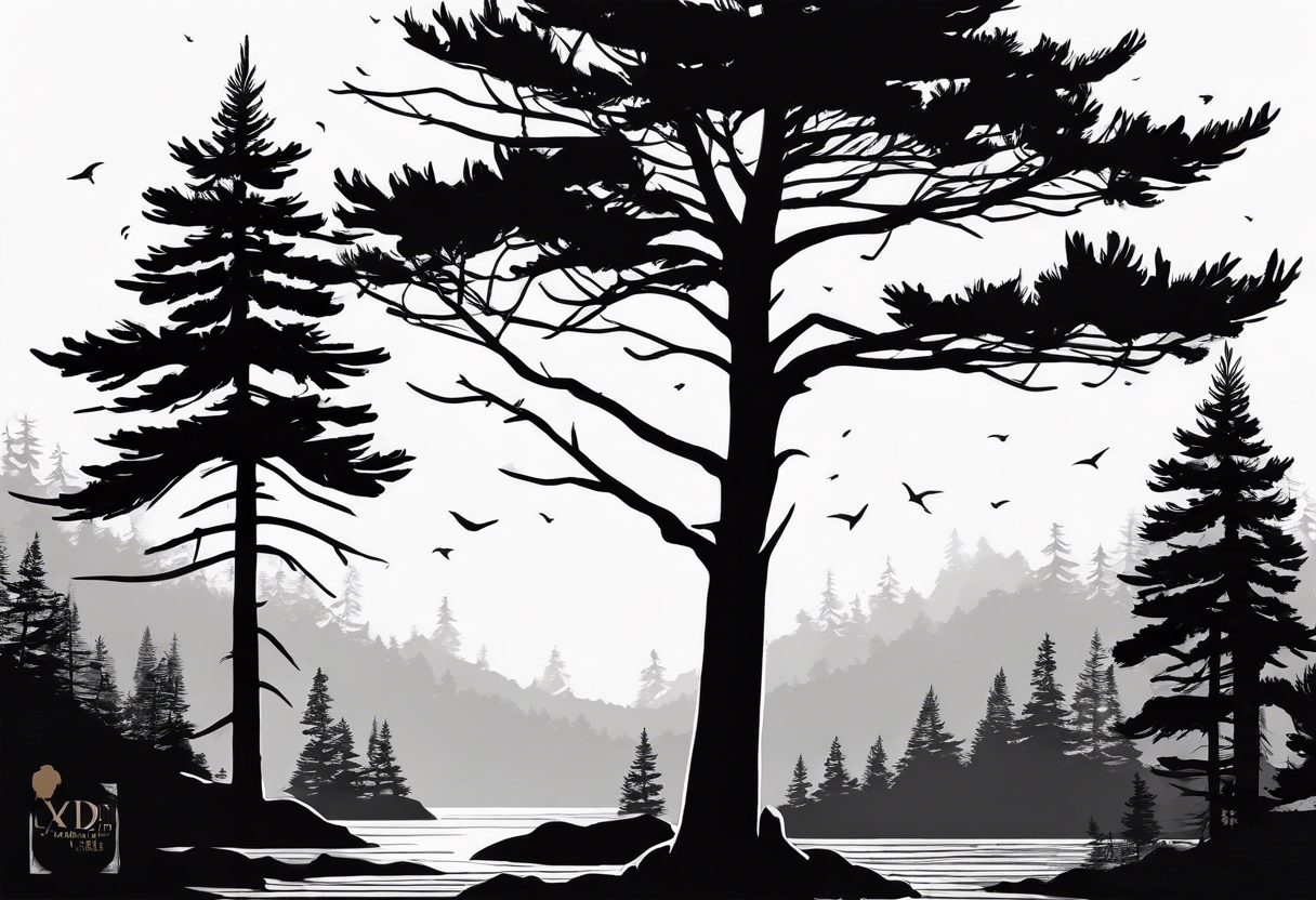 Two Pine tree silhouette tattoo idea