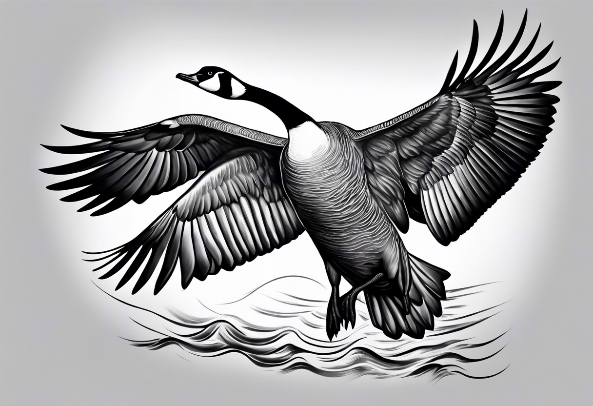 flying canadian goose pencil tattoo idea