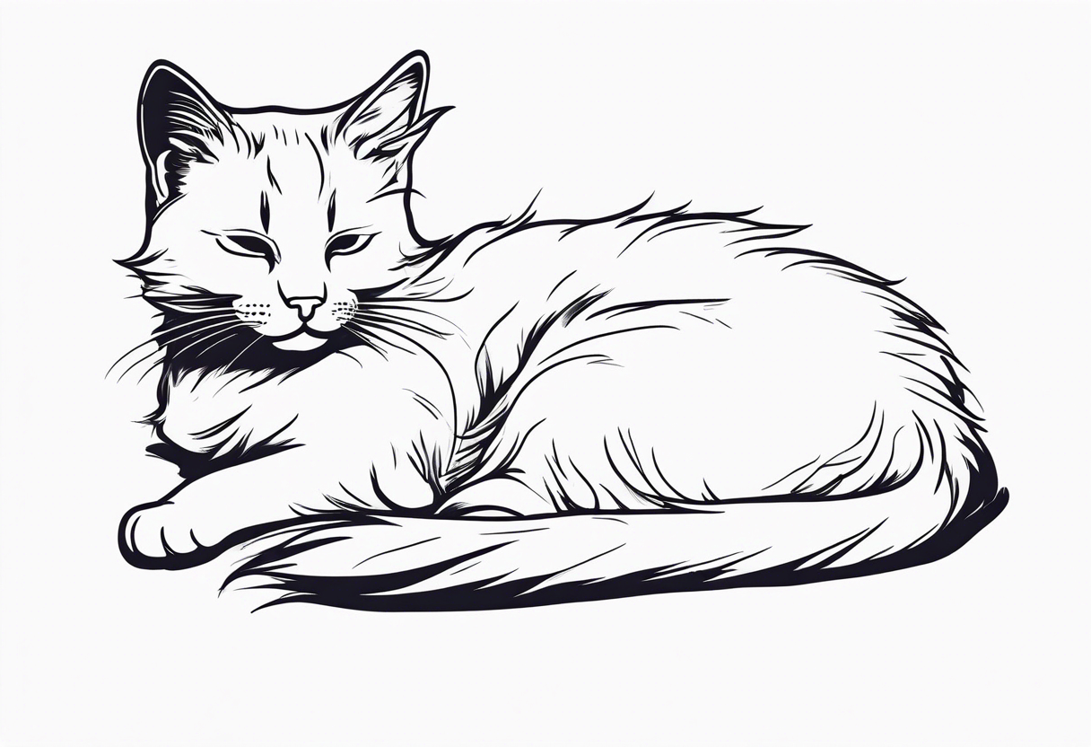 Kitten laying down sleeping tattoo idea