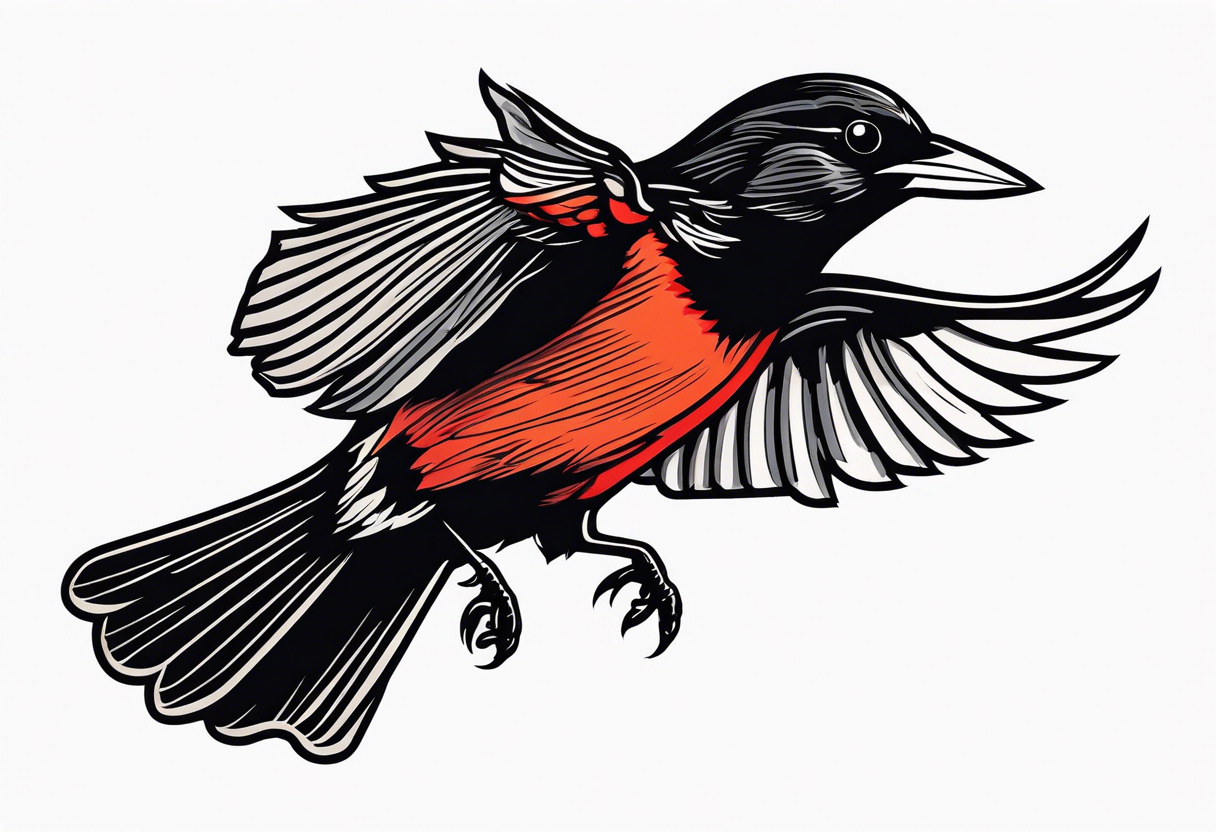 redwing blackbird flying for back tattoo idea