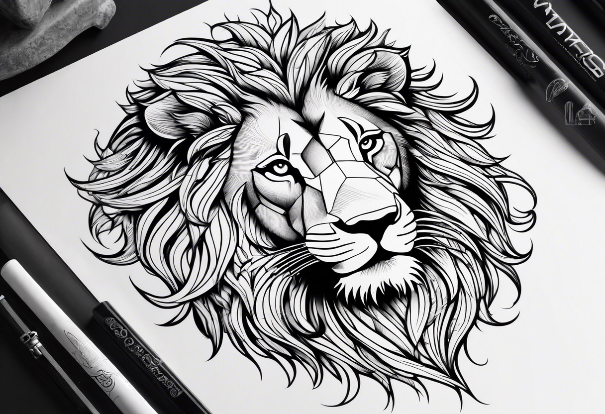 a psychedelic lion tattoo idea