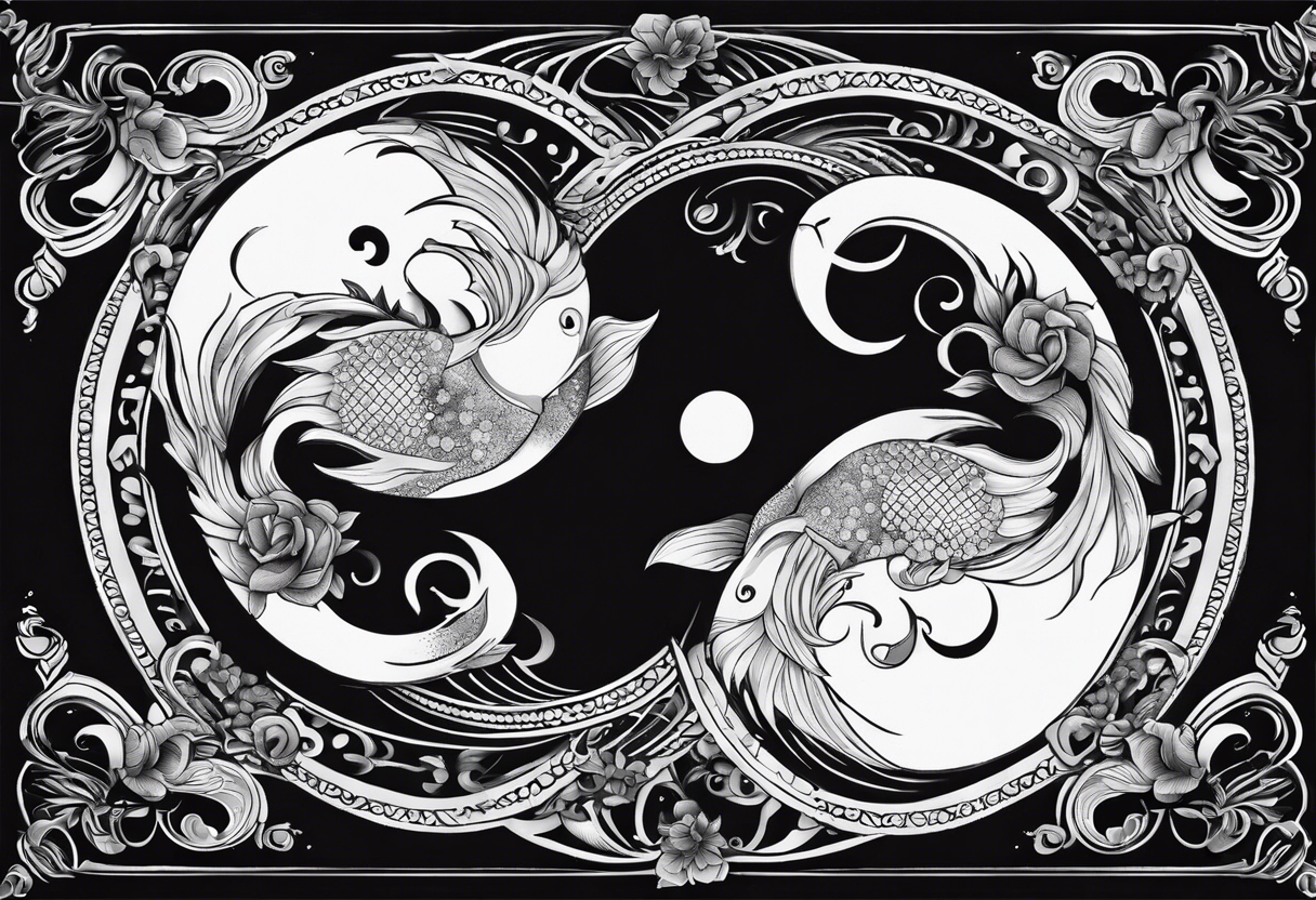 Yin yang pisces in the middle of a full moon tattoo idea