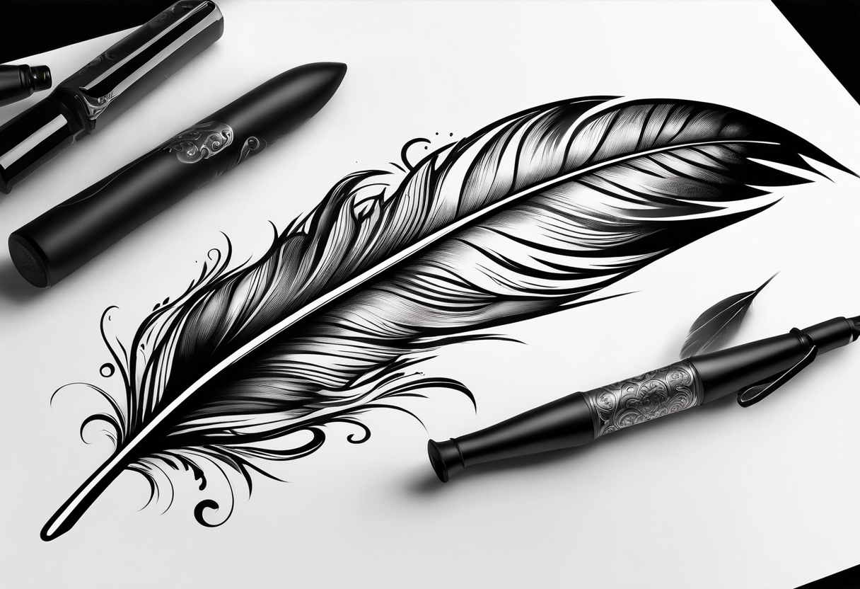 Feather pen tattoo idea