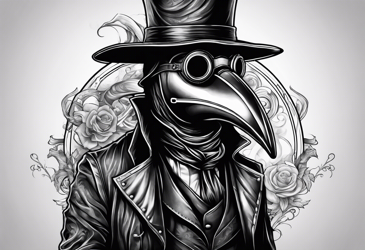 steampunk plague doctor 
smoke background tattoo idea