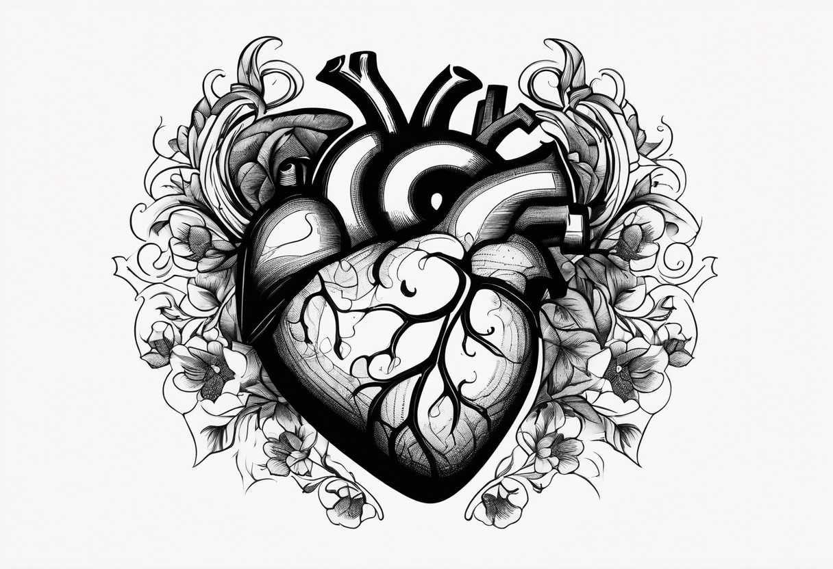 photograph of a human heart as you would see in a human body tattoo idea