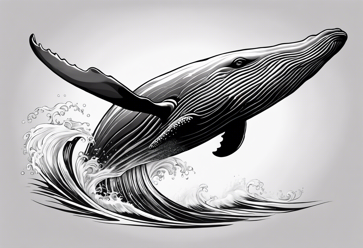 humpback whale on white background, black and white fit in picture tattoo idea