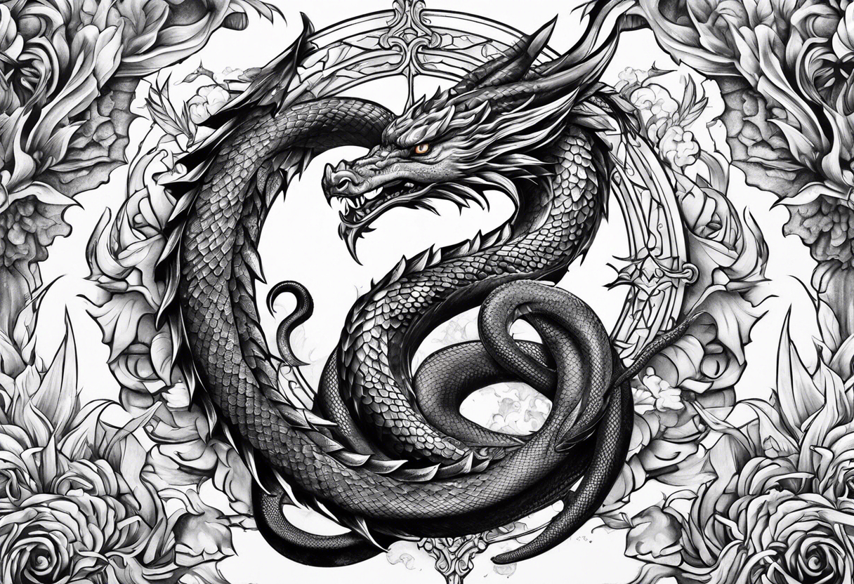 Dragon snake angel tattoo idea