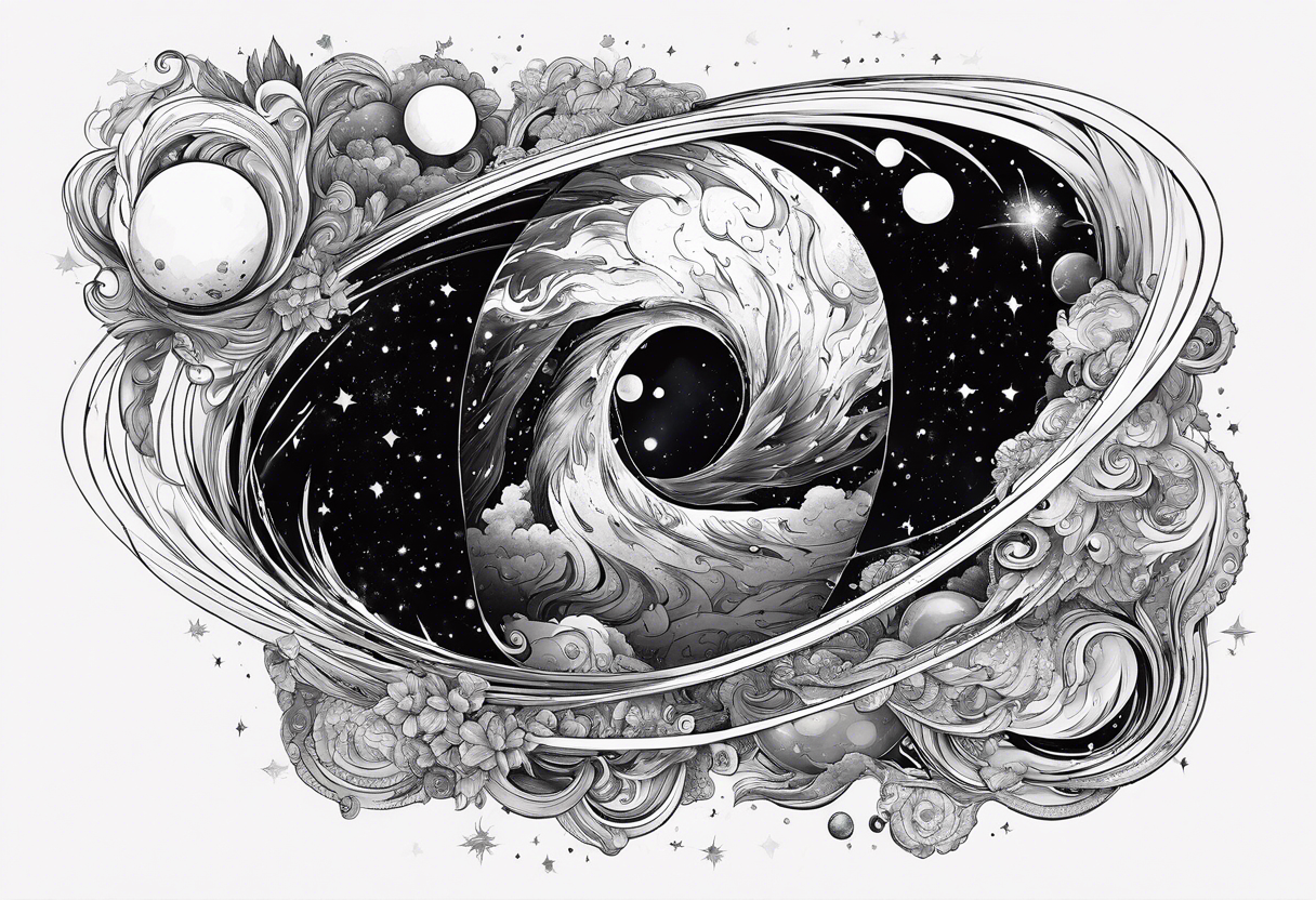 Galaxy going into black hole tattoo idea