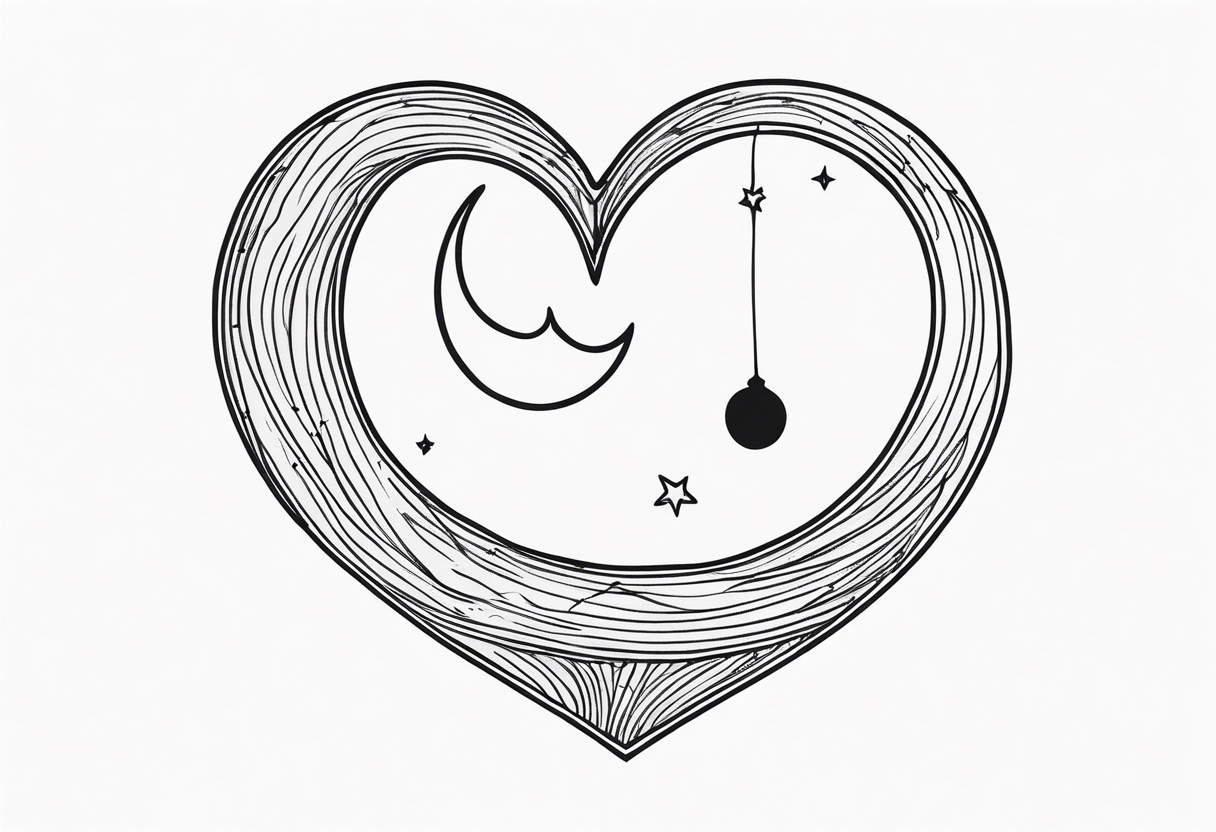 minimalistic Crescent moon with a love heart inside tattoo idea