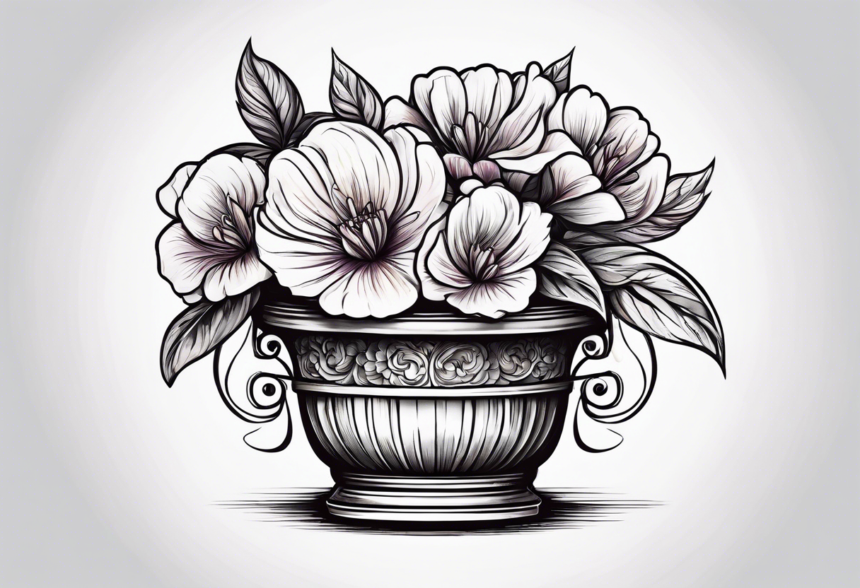 a small flowerpot with a flower that is getting ready to bloom tattoo idea