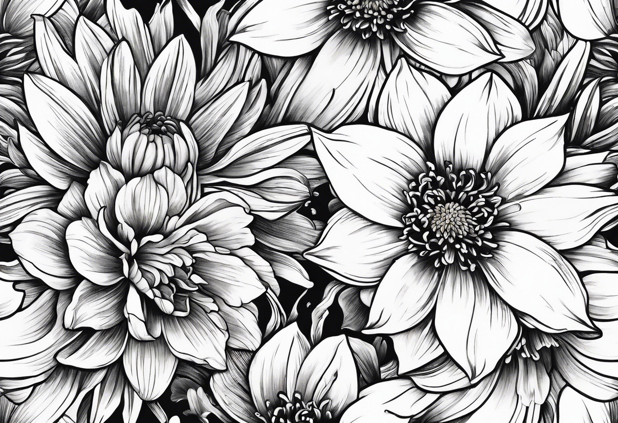 Narcissus and chrysanthemum intertwined tattoo idea