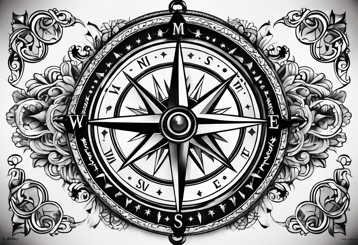 Premium Photo | Compass Rose tattoo design Generative AI