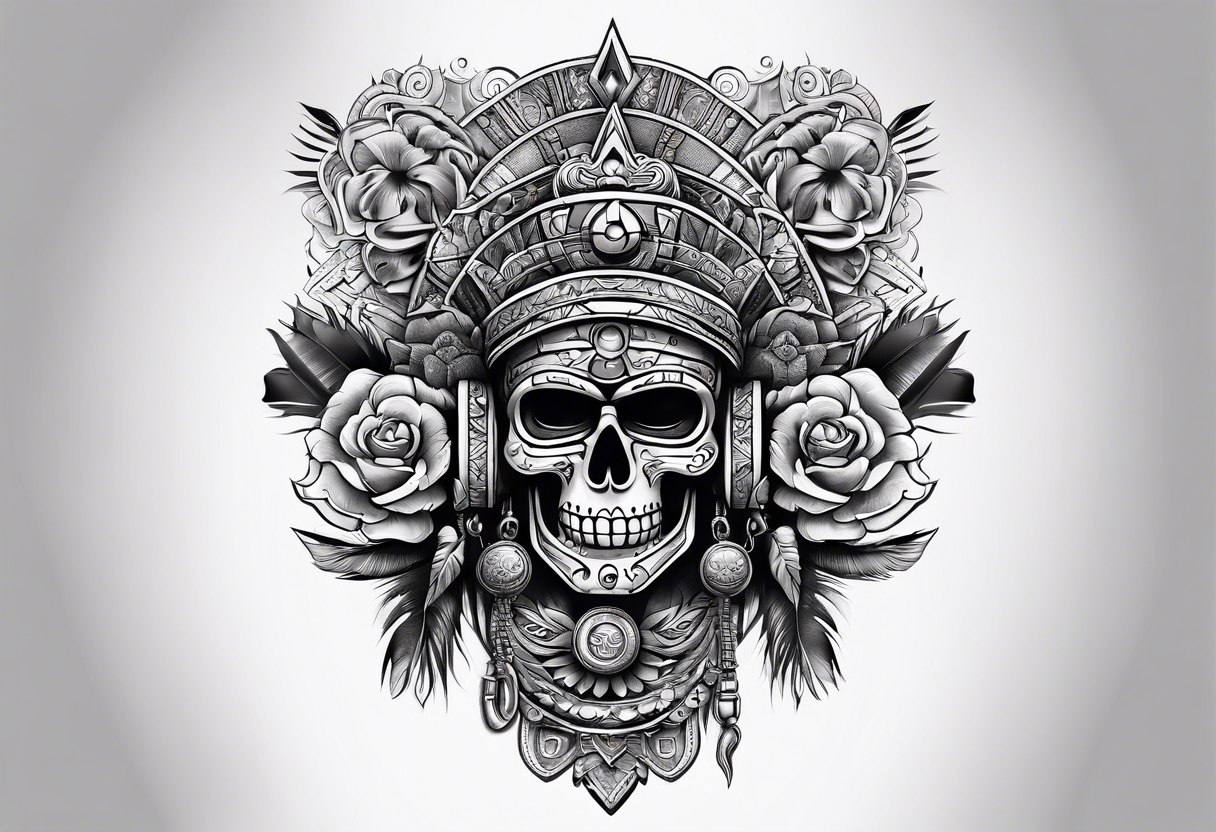 gangster, mayan,guns,symbols tattoo idea