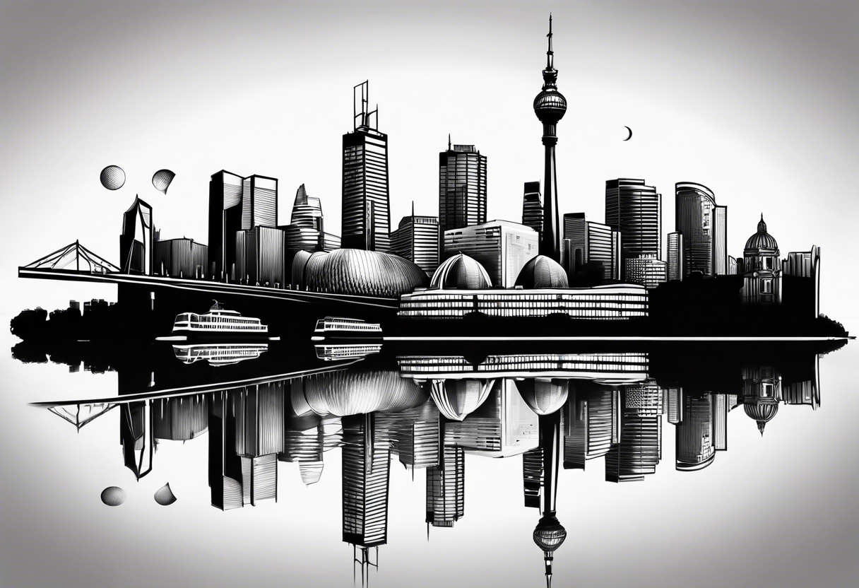 Melbourne Skyline with london skyline reflection tattoo idea