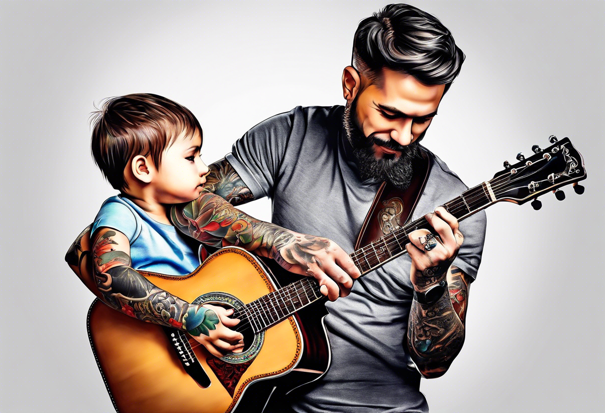 Black and white color of guitar tattoo design set 25124303 Vector Art at  Vecteezy