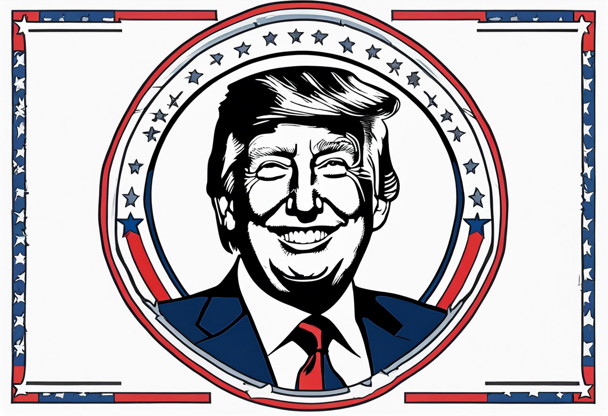 One American bill with President Trump smiling and a very simple design tattoo idea