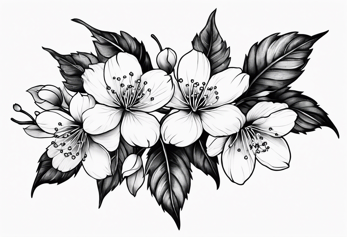 Cherry blossom leaves tattoo idea