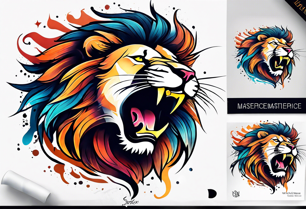 Lion roaring tattoo idea