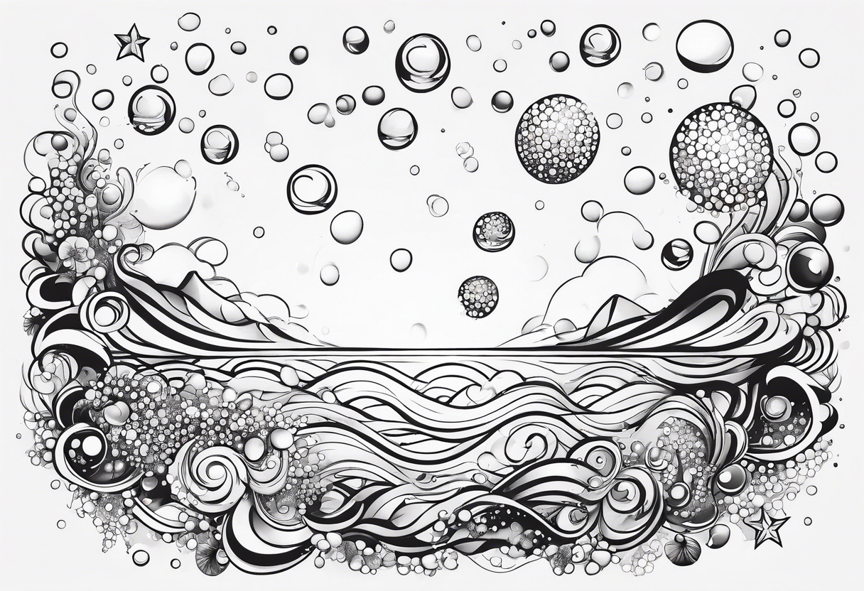 Draw me some magical really simple underwater bubbles and simple stars tattoo idea