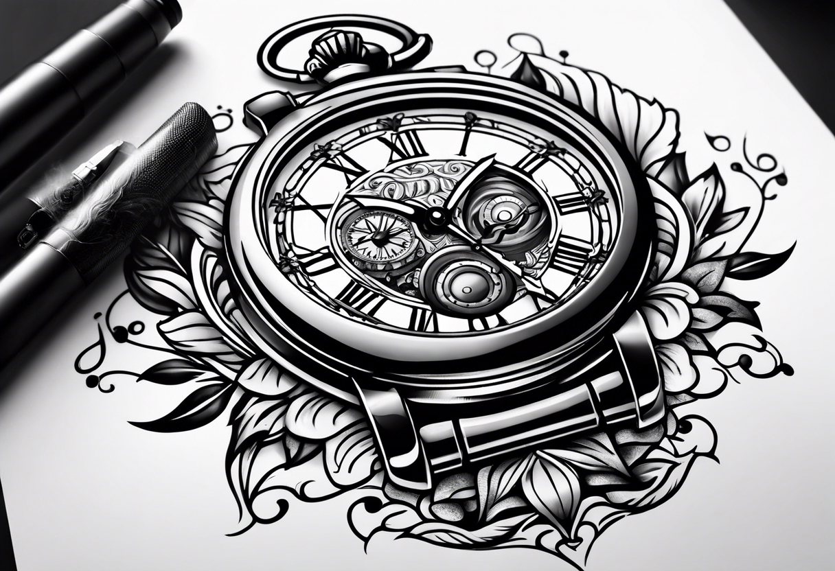 34 Superb Pocket Watch Tattoo Designs - TattooBlend