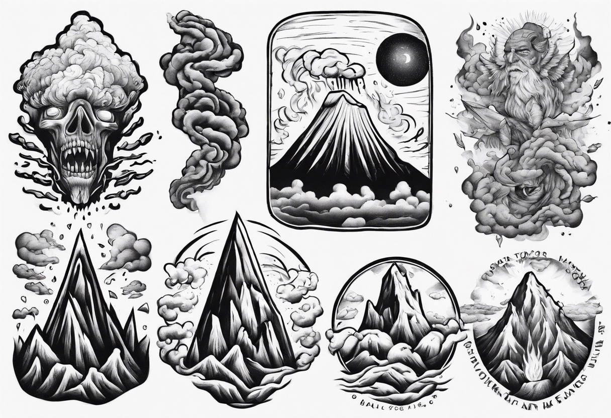 A man battling a volcano tattoo idea