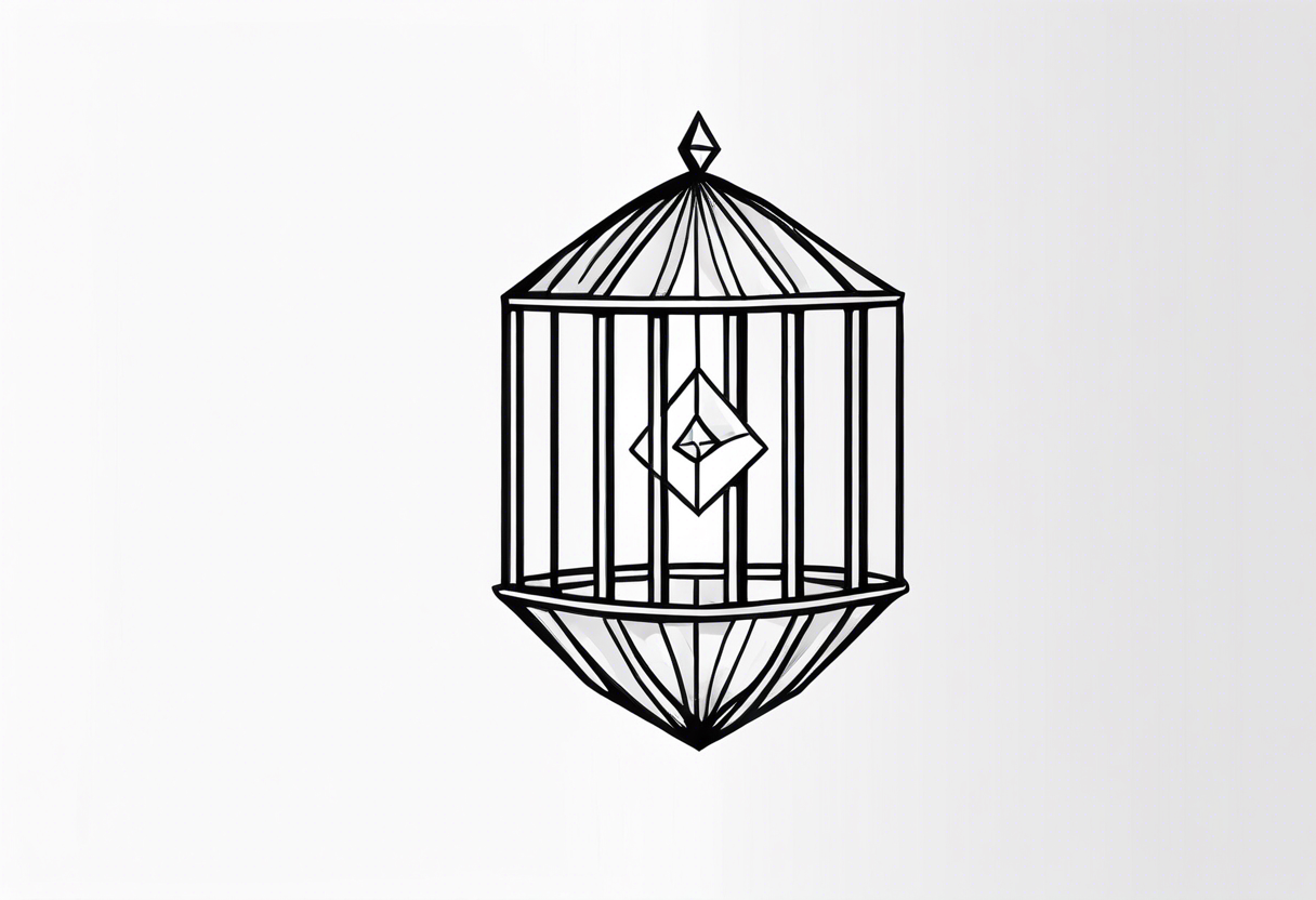 a diamond locked behind prison bars - minimal tattoo idea