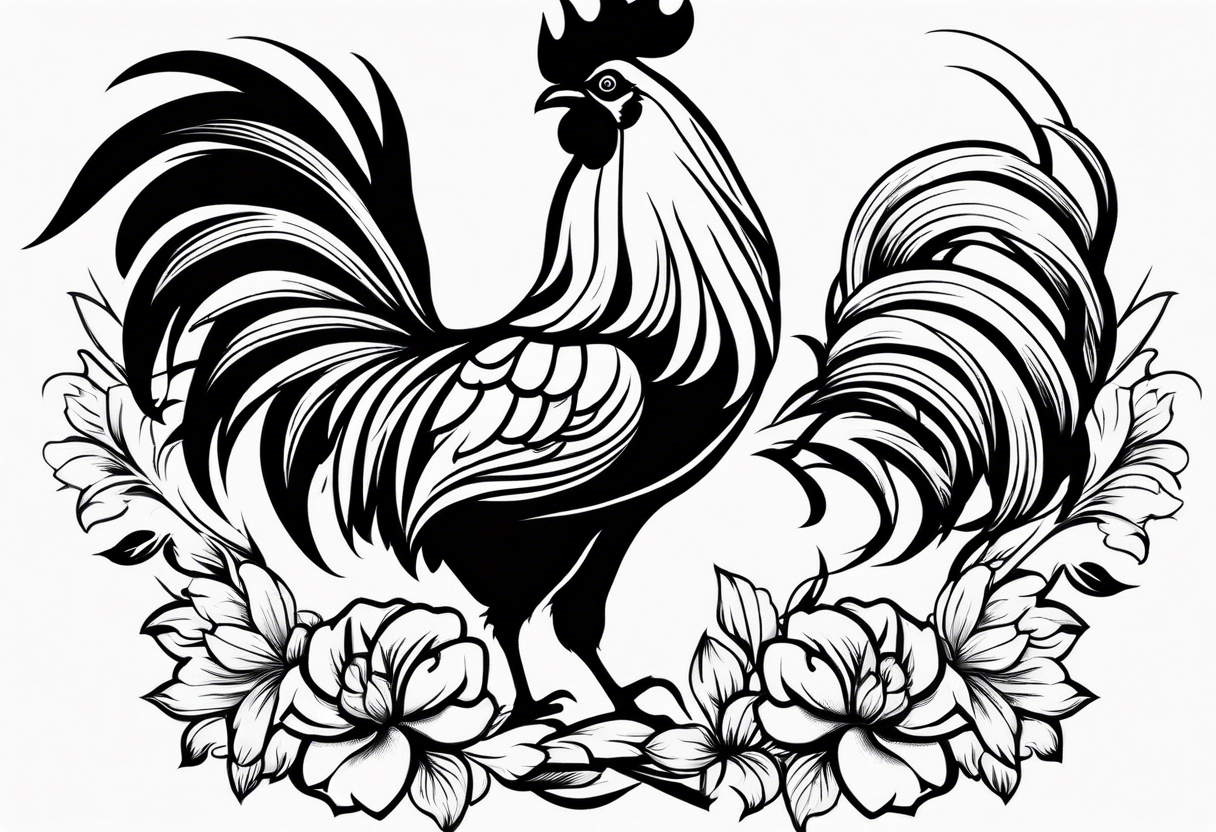 traditional style rooster flash tattoo idea