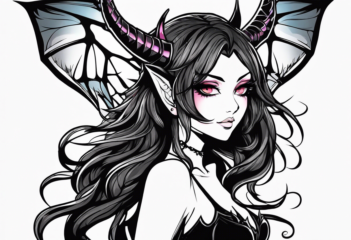 Anime Succubus with a mischievous look tattoo idea