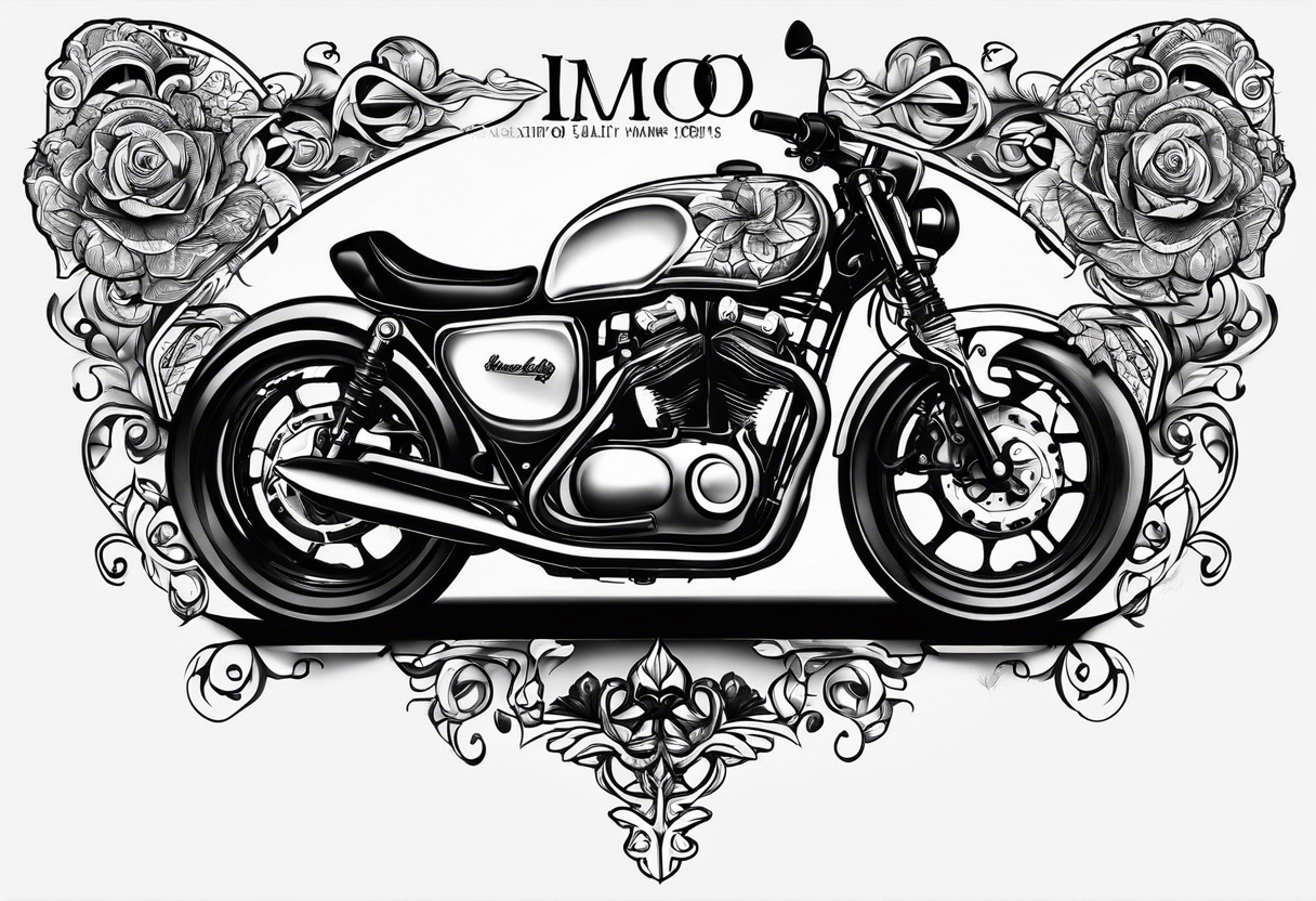 My girls name Imogen and motorbike parts tattoo idea