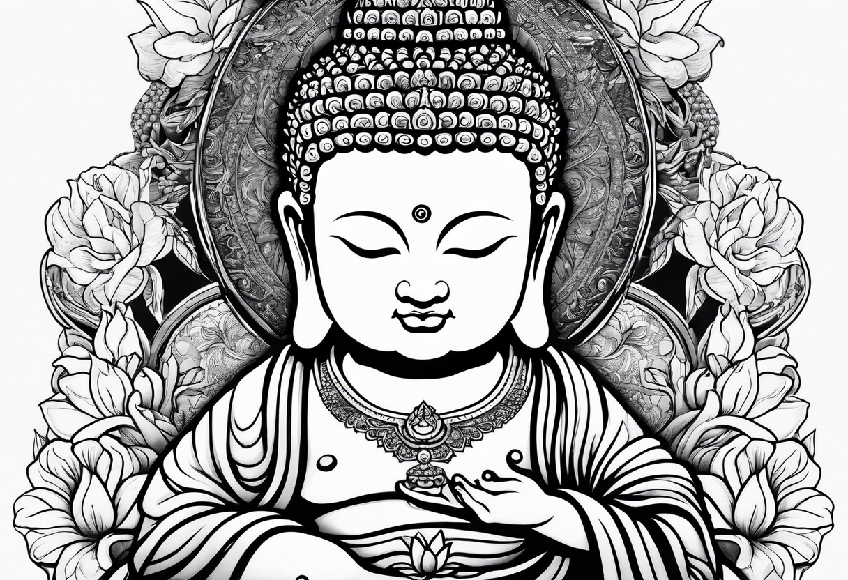 Buddha carrying Buddha baby tattoo idea