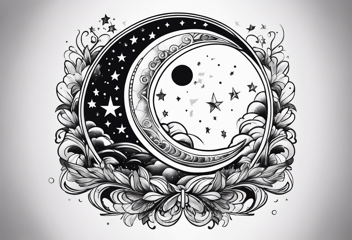 Moon and stars tattoo idea