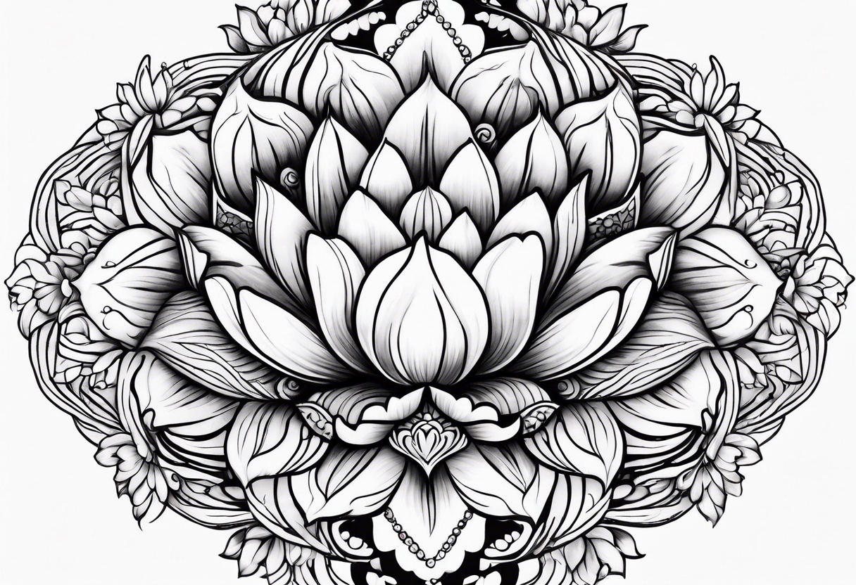 tulip and lilac mandala mini tattoo idea