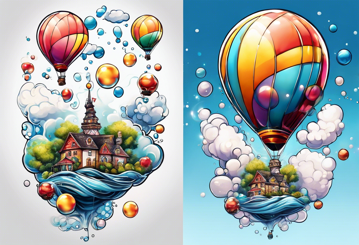 Big Bubbles floating up into the sky tattoo idea