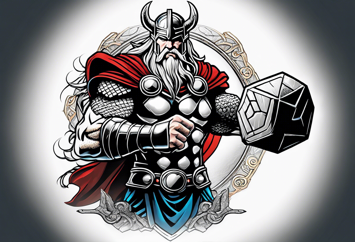 Thor Inspired Marvel Tattoo Design – Tattoos Wizard Designs