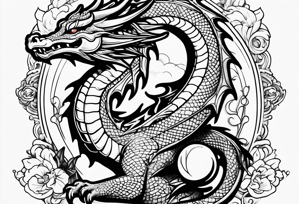 dragon holding orb tattoo idea