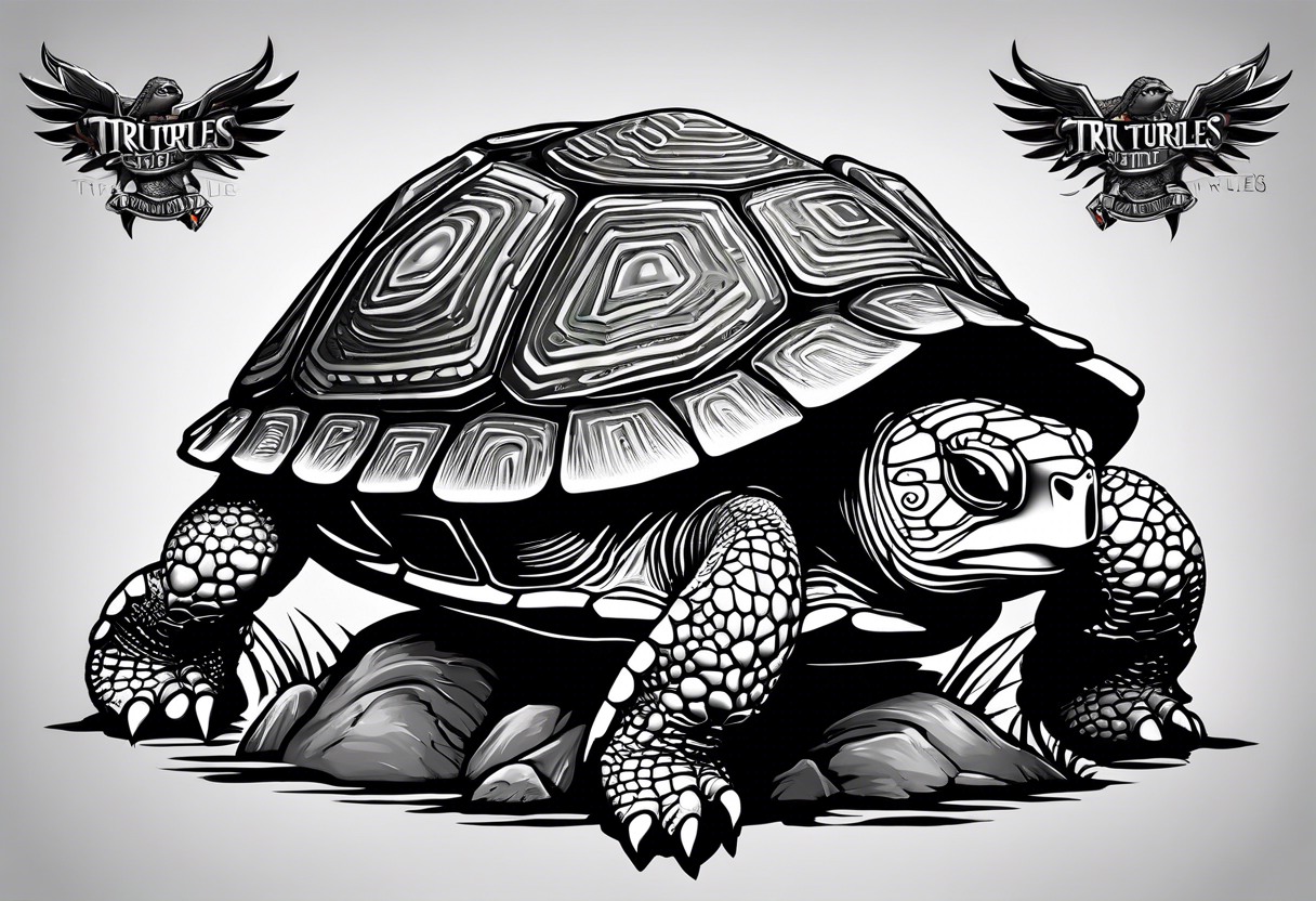 Turtle with wings logo and the words “Tri City Turtles” written underneath. tattoo idea