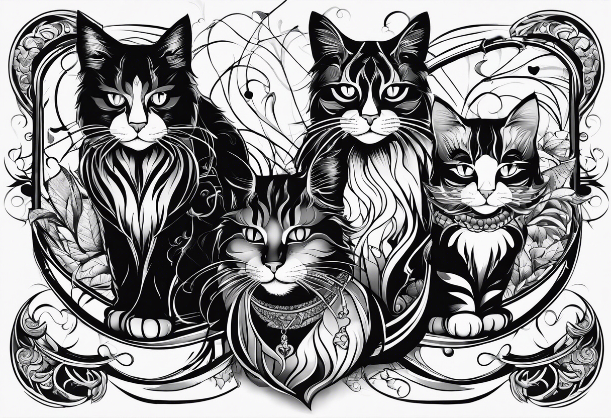 4 cats playing tattoo idea