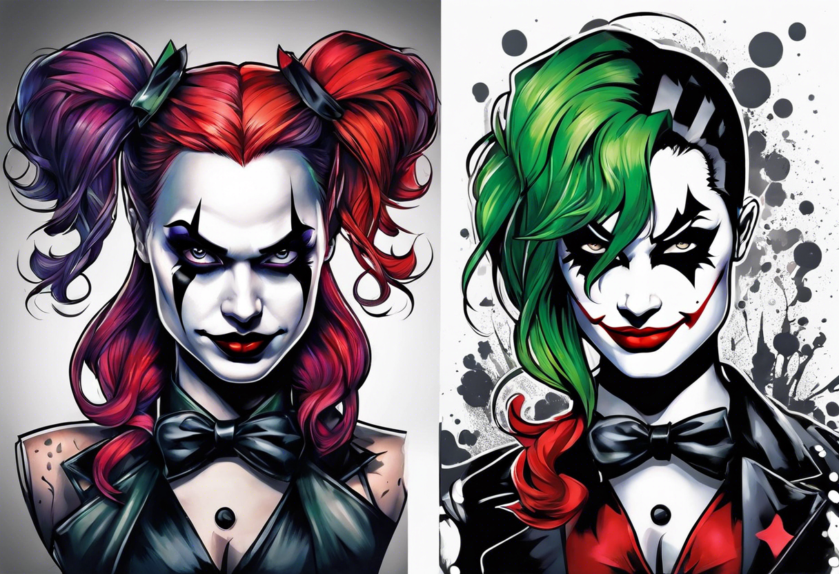 joker and harley quinn comics tattoo idea