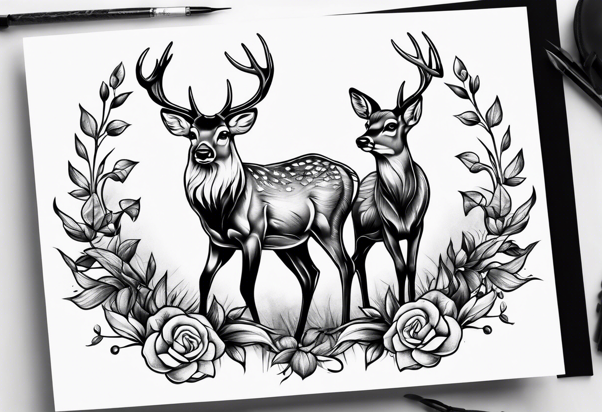 buck and fawn tattoo idea