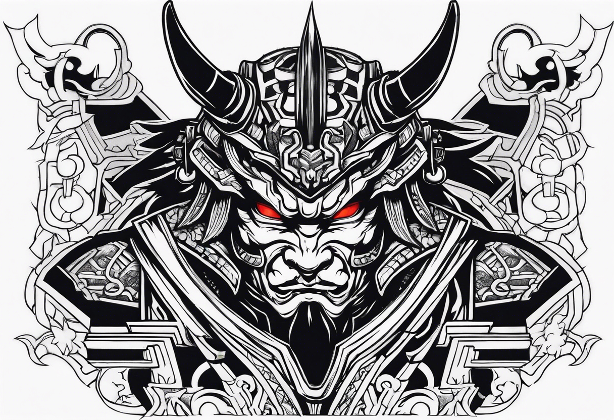 Cyber oni samurai tattoo idea