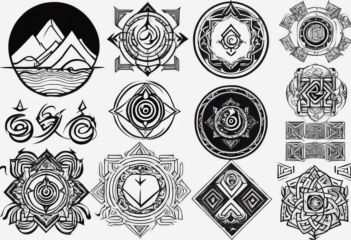 avatar the last airbender elemental symbols tattoo idea