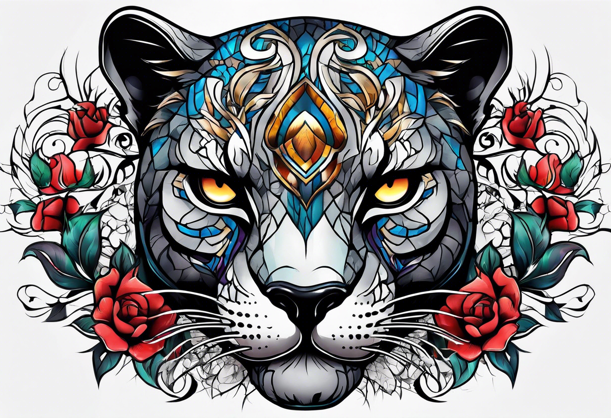 Panther skull cracked tattoo idea