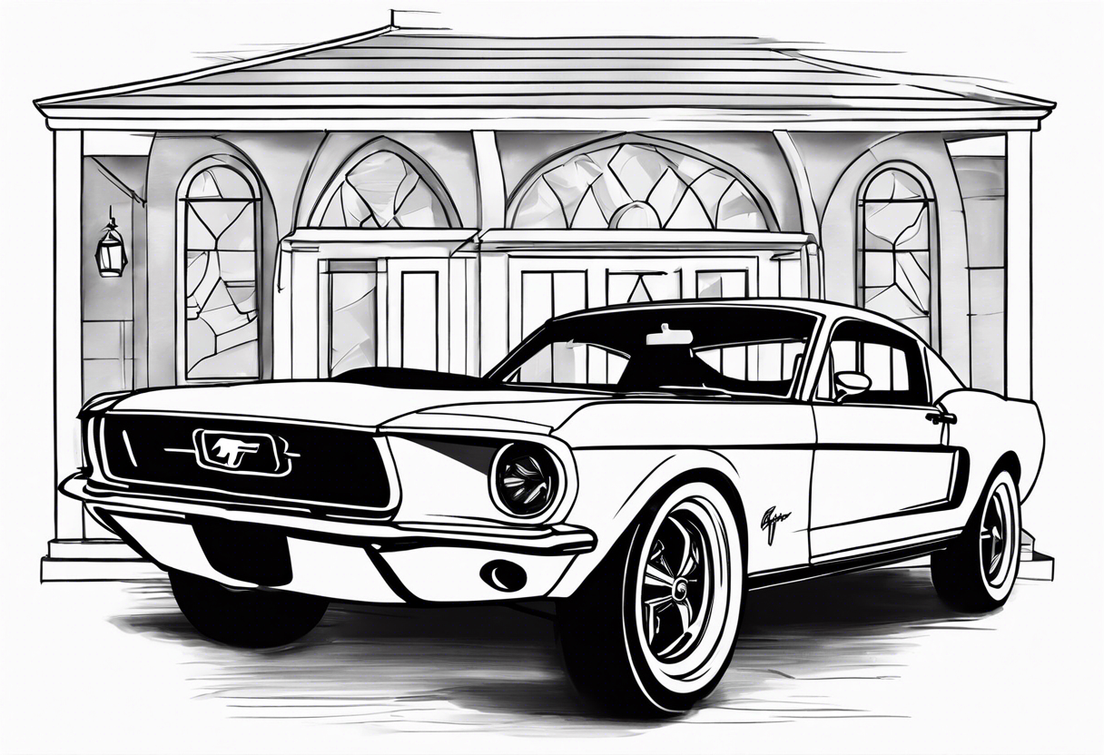 Ford Mustang wedding chapel tattoo idea