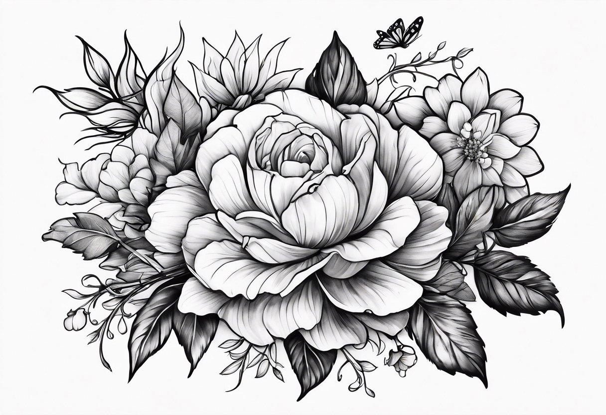 Garden beyond the flowers tattoo idea