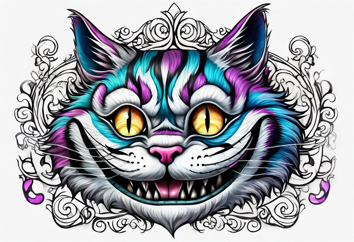 cheshire cat whole body tattoo idea