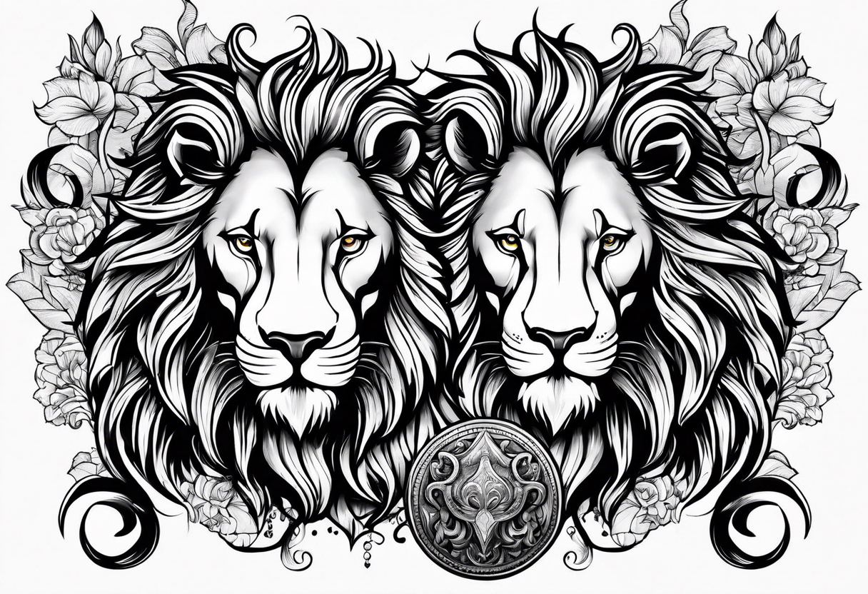 3 aries & lion tattoo idea